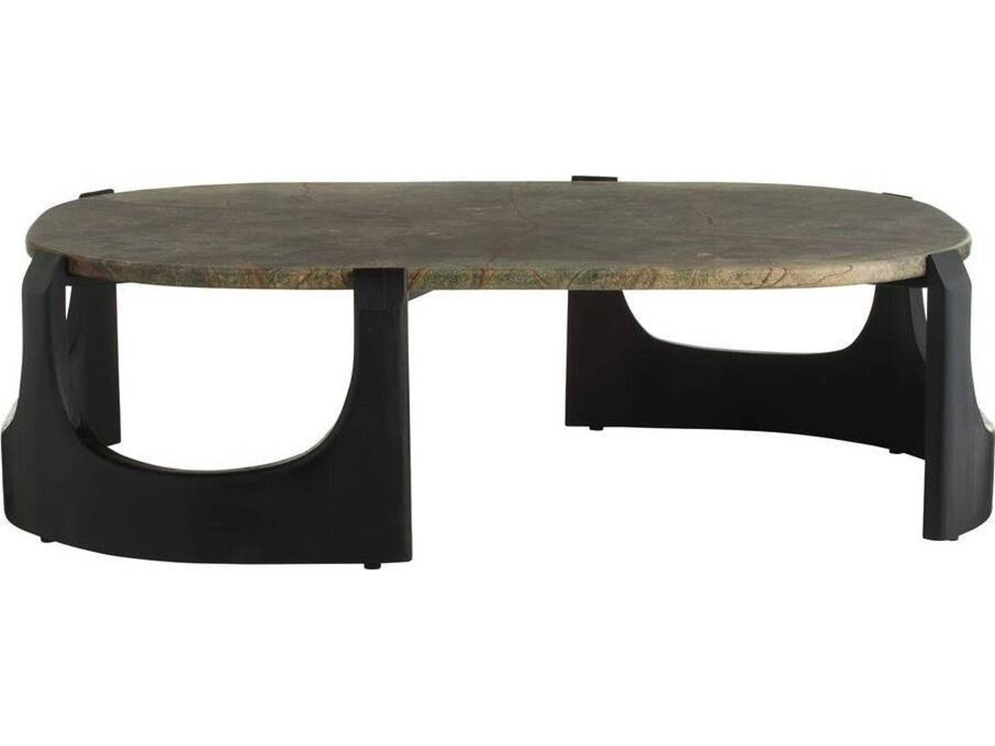 Lorena Oval Coffee Table in Natural Jungle Marble and Ebony
