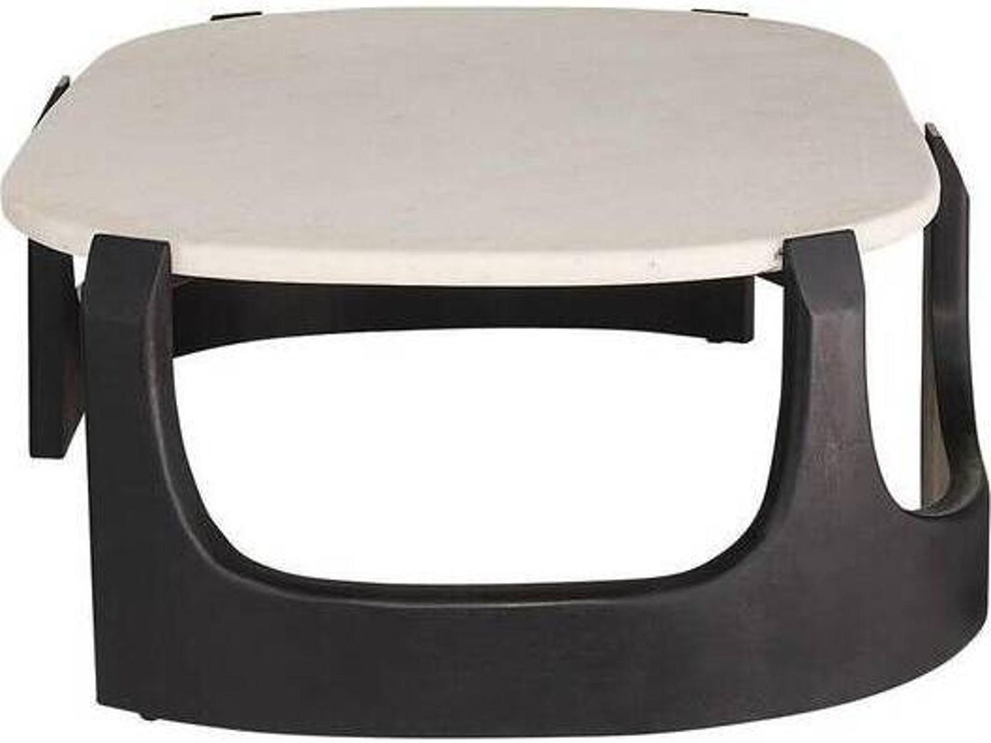 Lorena Oval Marble Coffee Table with Ebony Wood Base