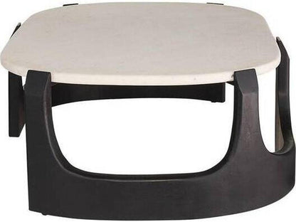 Lorena Oval Marble Coffee Table with Ebony Wood Base
