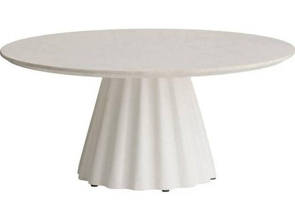 Rinny Round Marble Coffee Table in White