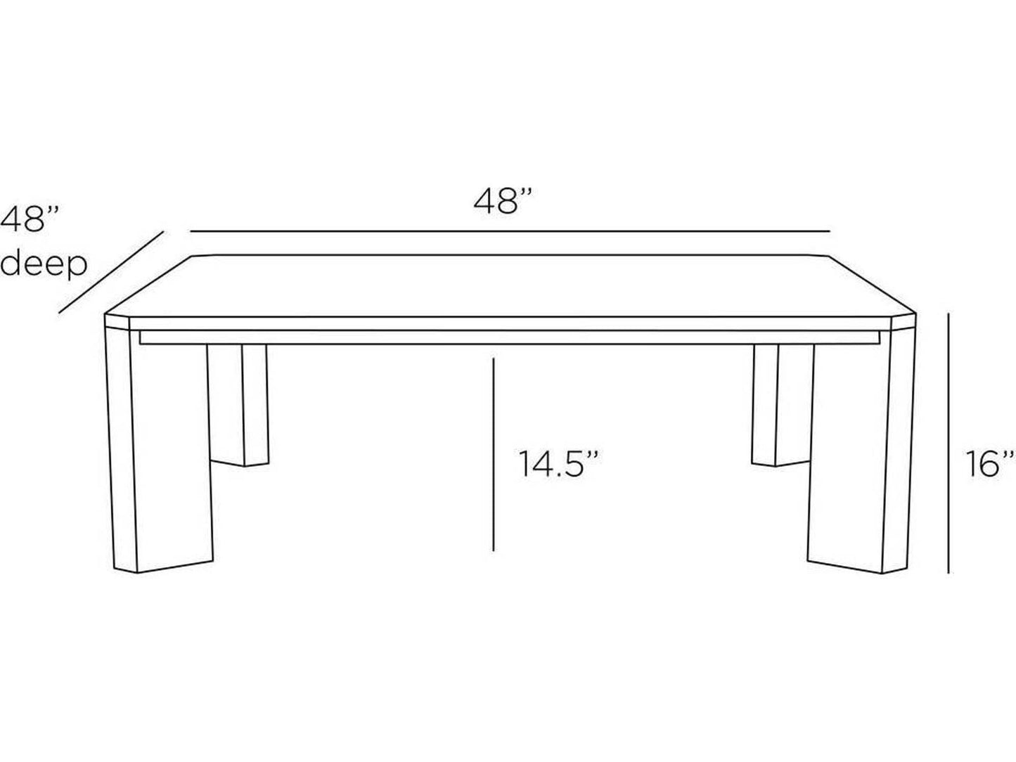 Vancouver Square Coffee Table in Smoke Oak Veneer and Antique Brass