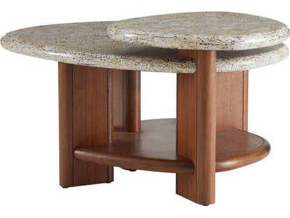 Forney Tiered Coffee Table in Satin Walnut and Natural Eggshell