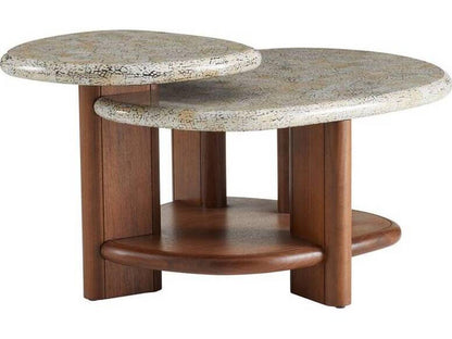 Forney Tiered Coffee Table in Satin Walnut and Natural Eggshell