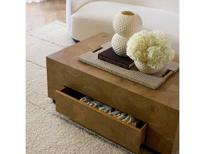 Justice Oyster Cut Oak Veneer Coffee Table with Drawer