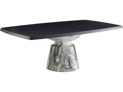 Forgey Rectangle Dining Table in Ebony Oak Veneer and Verde Faux Marble
