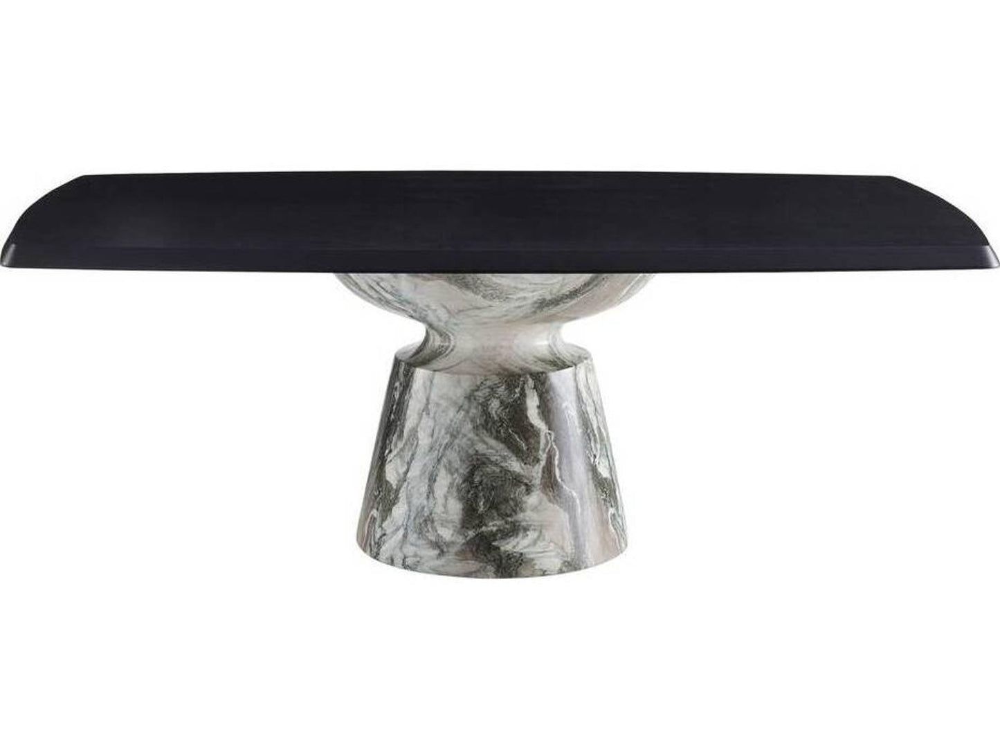Forgey Rectangle Dining Table in Ebony Oak Veneer and Verde Faux Marble