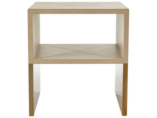 Rectangular Leather Bone Antique Brass Talcon End Table