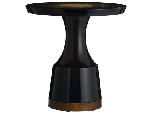 Round White Black End Table