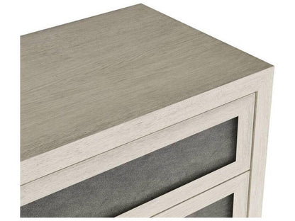 Burnett Rectangle Side Table with Suede Panels and Smoke Finish