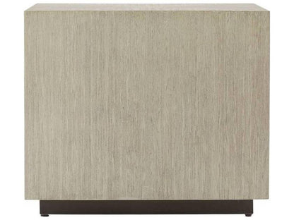 Hartzel Side Table with Ivory Leather Drawers and Smoke Oak Wood