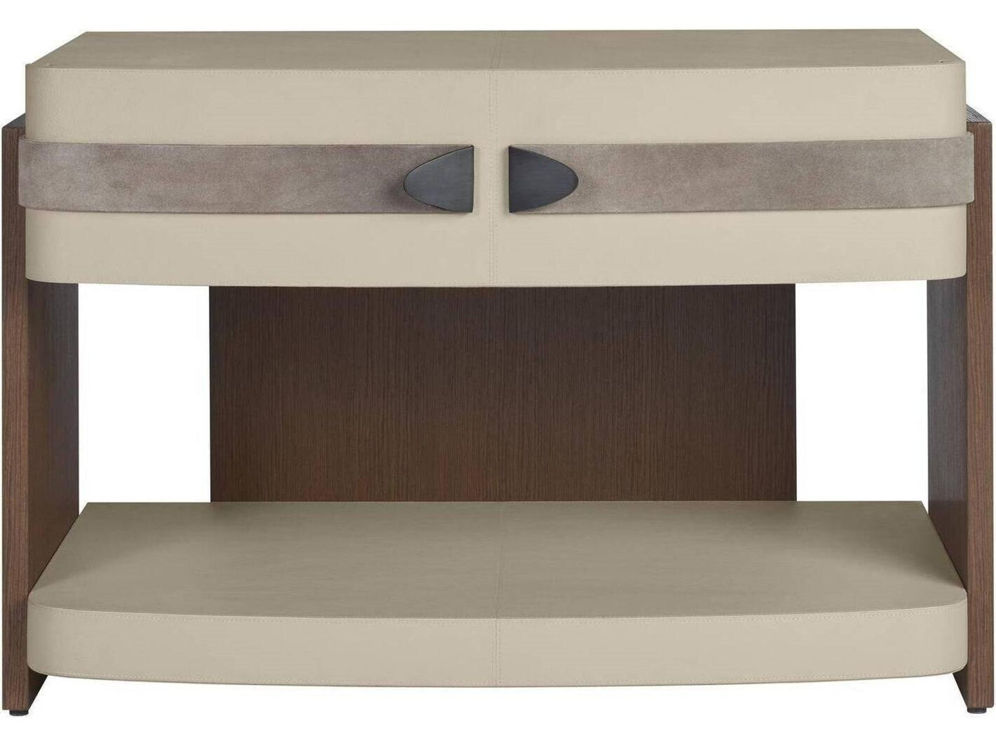 Rectangular Faux Leather Gray Brown End Table