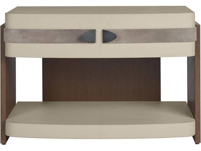 Rectangular Faux Leather Gray Brown End Table