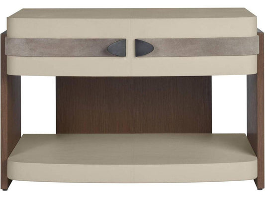 Rectangular Faux Leather Gray Brown End Table