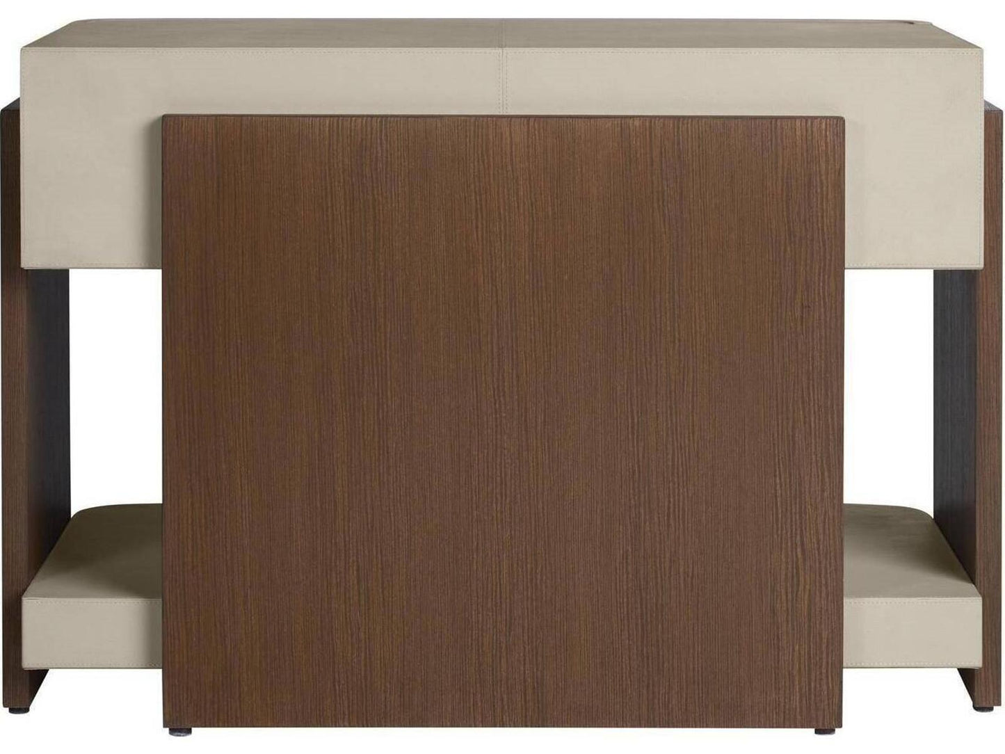 Rectangular Faux Leather Gray Brown End Table