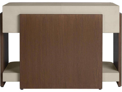 Rectangular Faux Leather Gray Brown End Table