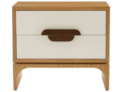 Kianna Rectangle Side Table in Oyster and White with Heritage Brass