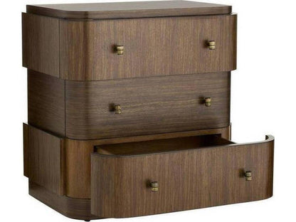 Jacques Rectangle End Side Table Brindle Ofram Veneer with Faux Horn Pulls