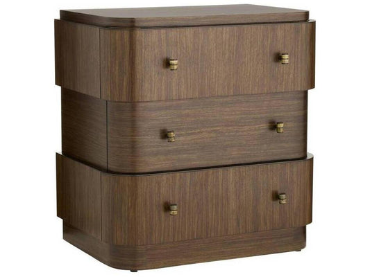 Jacques Rectangle End Side Table Brindle Ofram Veneer with Faux Horn Pulls