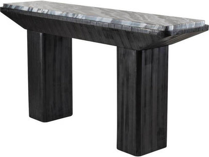 Elio Rectangle Console Table in Galaxy Marble and Ebony Mango Wood