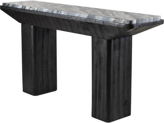 Elio Rectangle Console Table in Galaxy Marble and Ebony Mango Wood