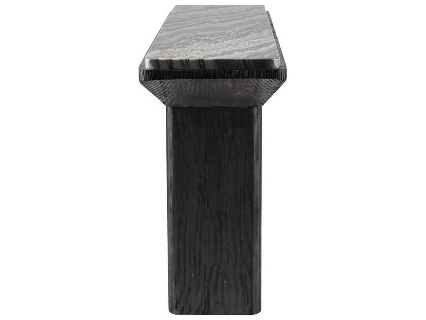 Elio Rectangle Console Table in Galaxy Marble and Ebony Mango Wood