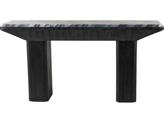 Elio Rectangle Console Table in Galaxy Marble and Ebony Mango Wood
