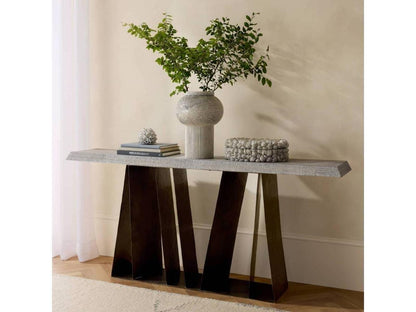 Gladstone Rectangle Console Table in Smoke Mango Wood and Carbon Iron