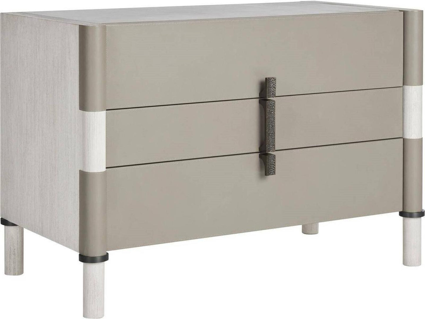 Rectangular Faux Leather Gray End Table