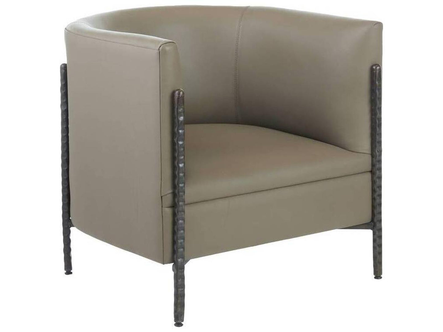 Escondido Dove Leather Lounge Chair with Bronzed Steel Frame