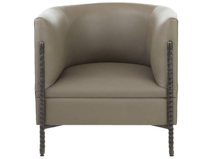 Escondido Dove Leather Lounge Chair with Bronzed Steel Frame