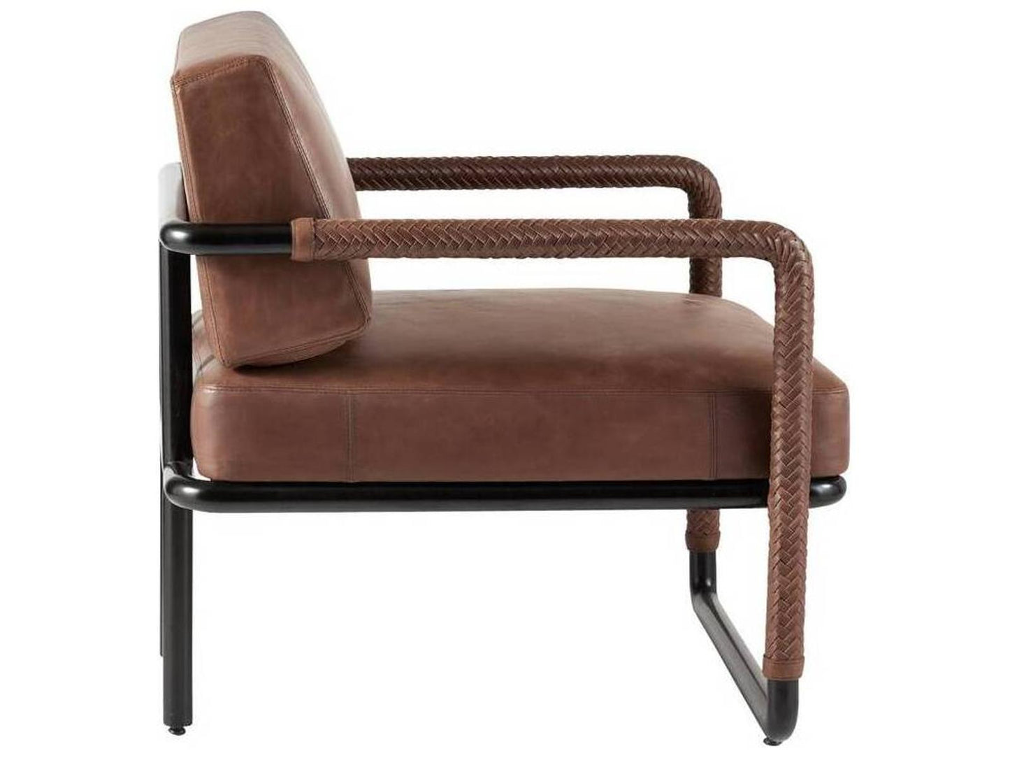 Durham Cognac Leather and Blackened Bronze Accent Chair