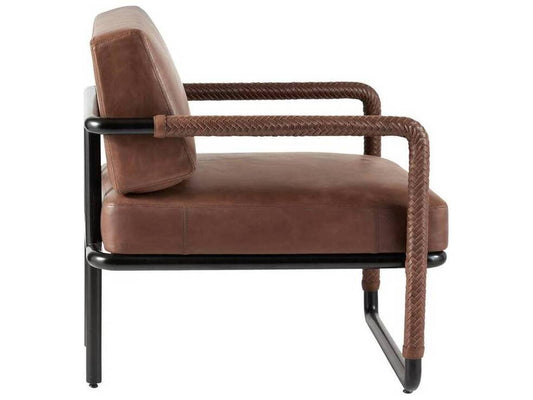 Durham Cognac Leather and Blackened Bronze Accent Chair
