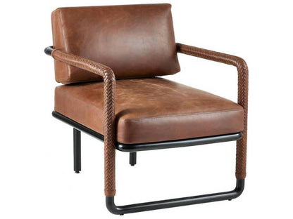 Durham Cognac Leather and Blackened Bronze Accent Chair