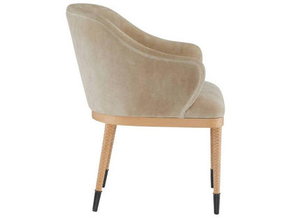 Hershel Upholstered Suede Dining Side Chair in Taupe with Blonde Legs