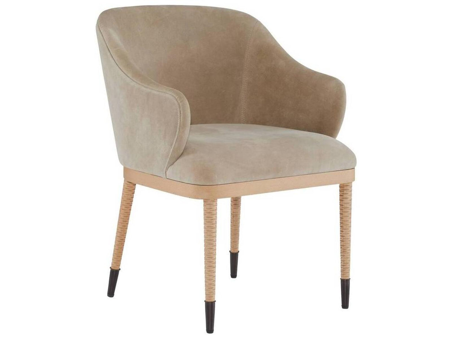 Hershel Upholstered Suede Dining Side Chair in Taupe with Blonde Legs