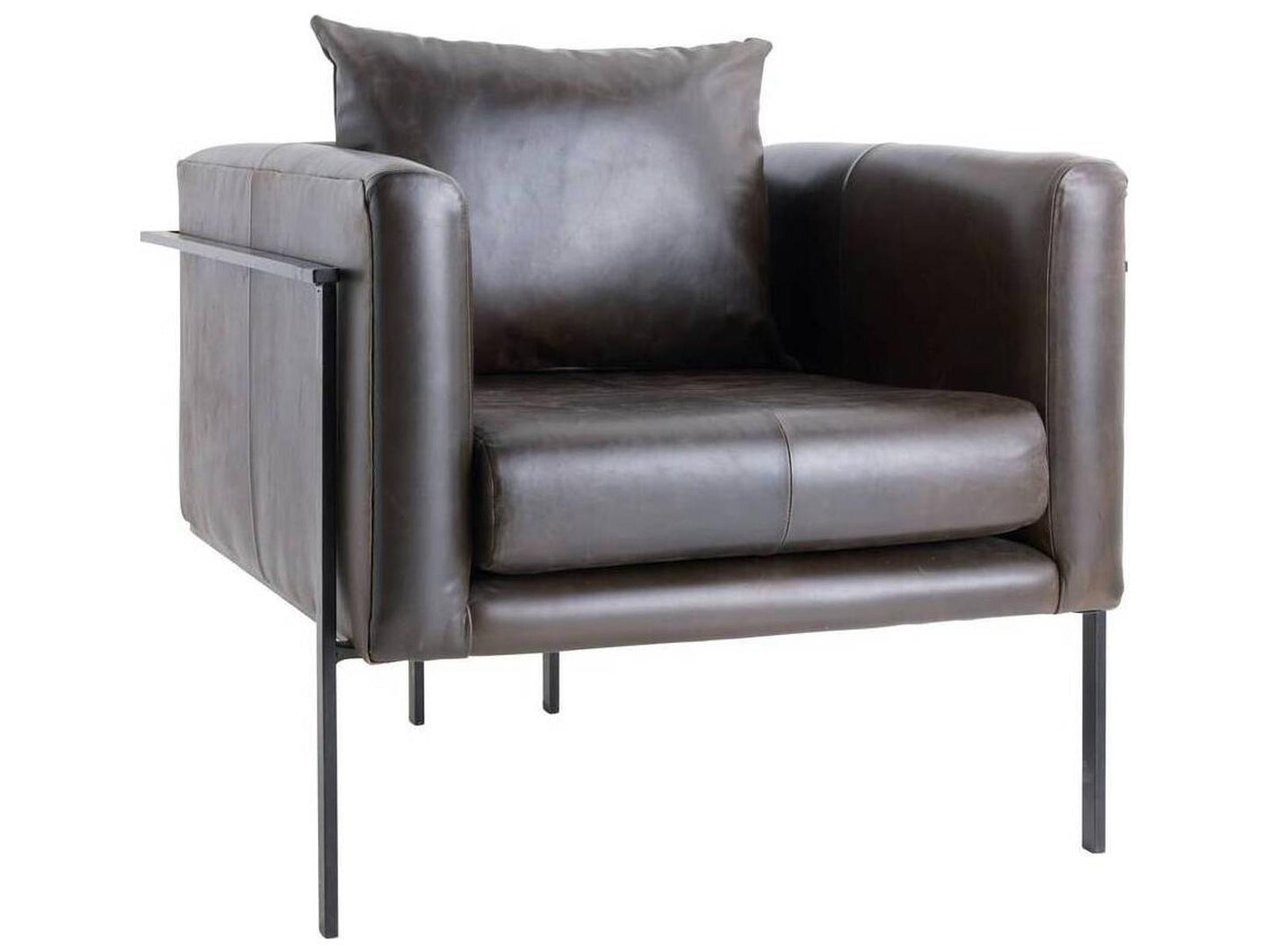 Giroud Ore Leather and Blackened Iron Accent Chair