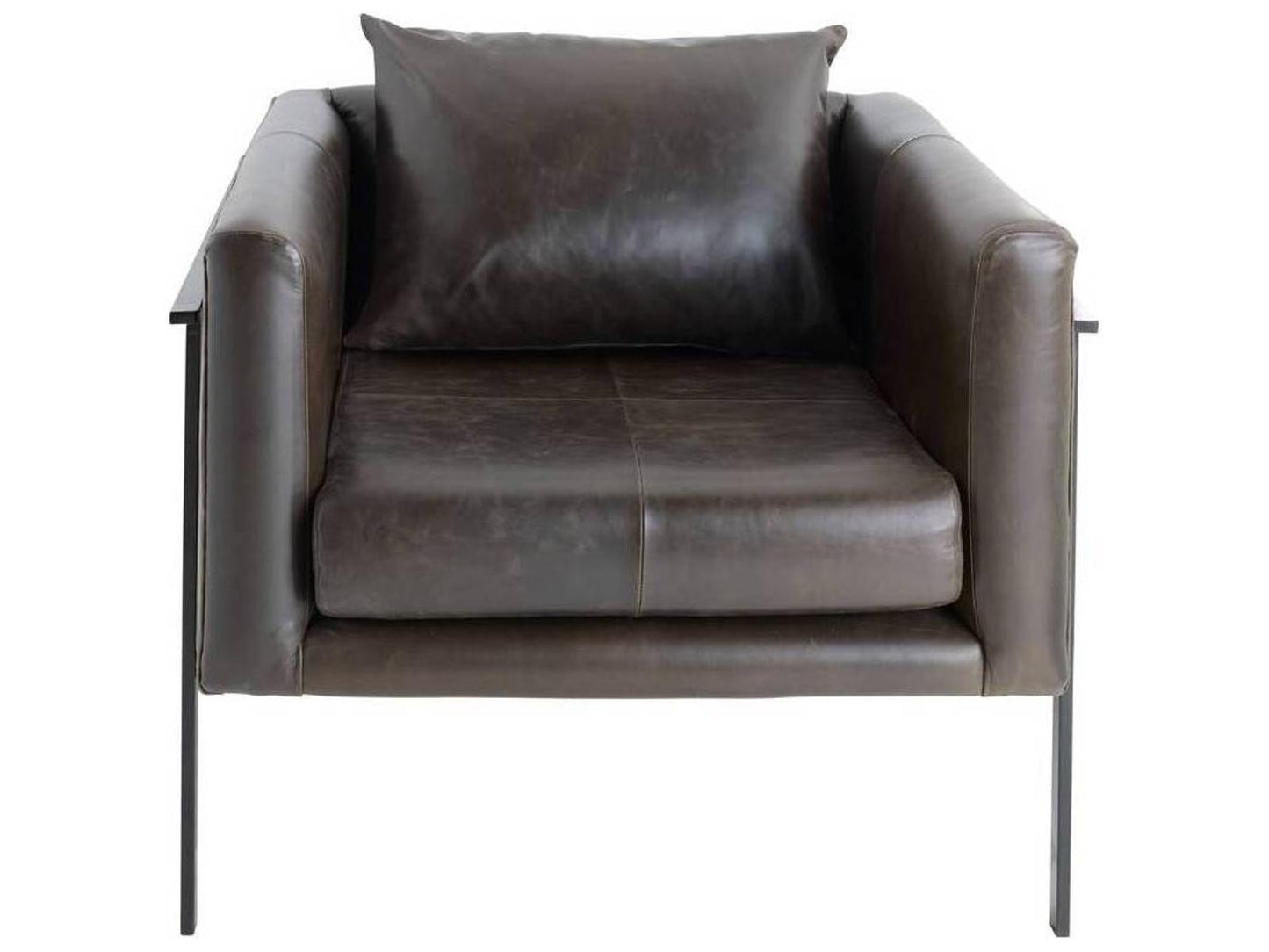 Giroud Ore Leather and Blackened Iron Accent Chair