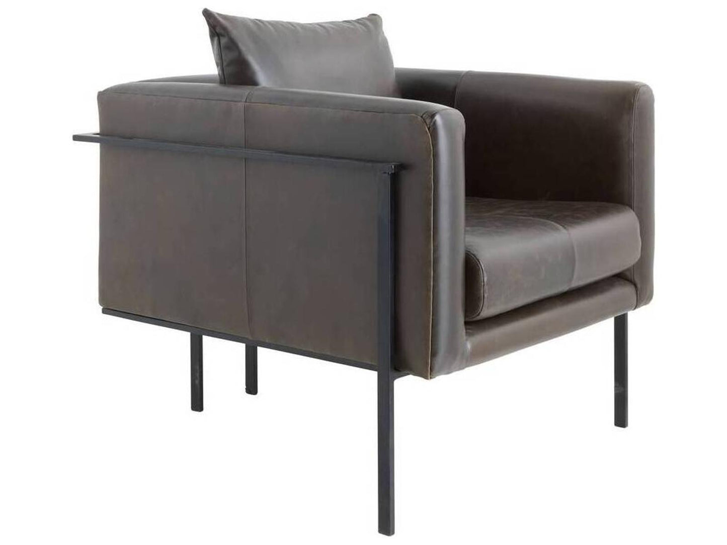 Giroud Ore Leather and Blackened Iron Accent Chair