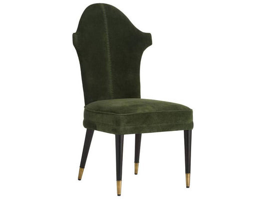 Lincoln Armless Dining Side Chair in Forest Suede and Ebony