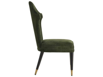 Lincoln Armless Dining Side Chair in Forest Suede and Ebony