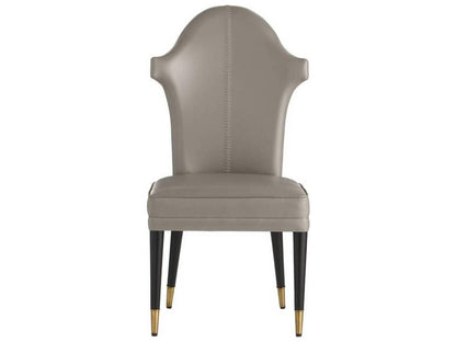 Lincoln Armless Dining Chair in Morel Aniline Leather and Ebony Beech Wood
