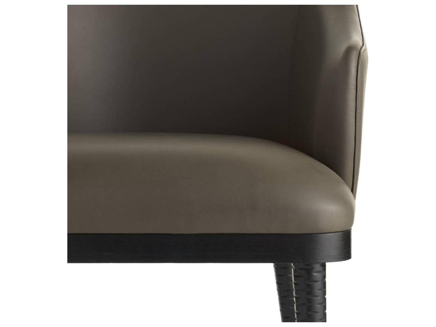 Hershel Upholstered Dining Armchair in Dim Gray Leather and Ebony