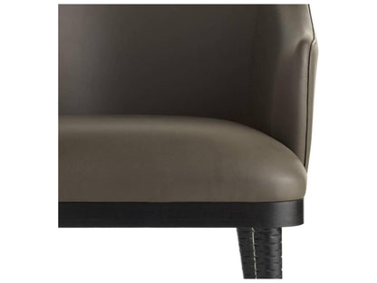 Hershel Upholstered Dining Armchair in Dim Gray Leather and Ebony