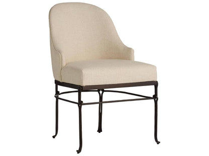 Beige Upholstered Arm Dining Chair