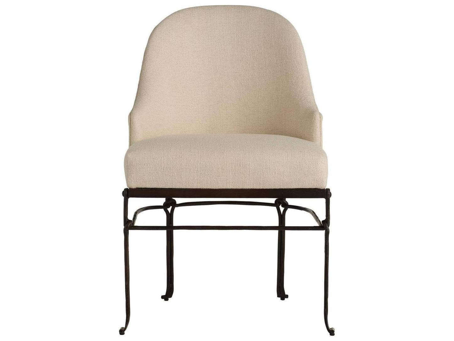 Beige Upholstered Arm Dining Chair
