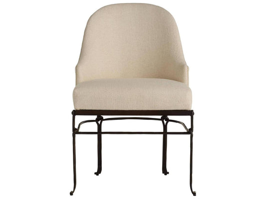 Beige Upholstered Arm Dining Chair