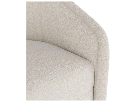Aljona Swivel Accent Chair Cream Sherpa and Oyster Leather