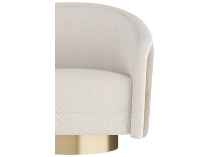 Aljona Swivel Accent Chair Cream Sherpa and Oyster Leather