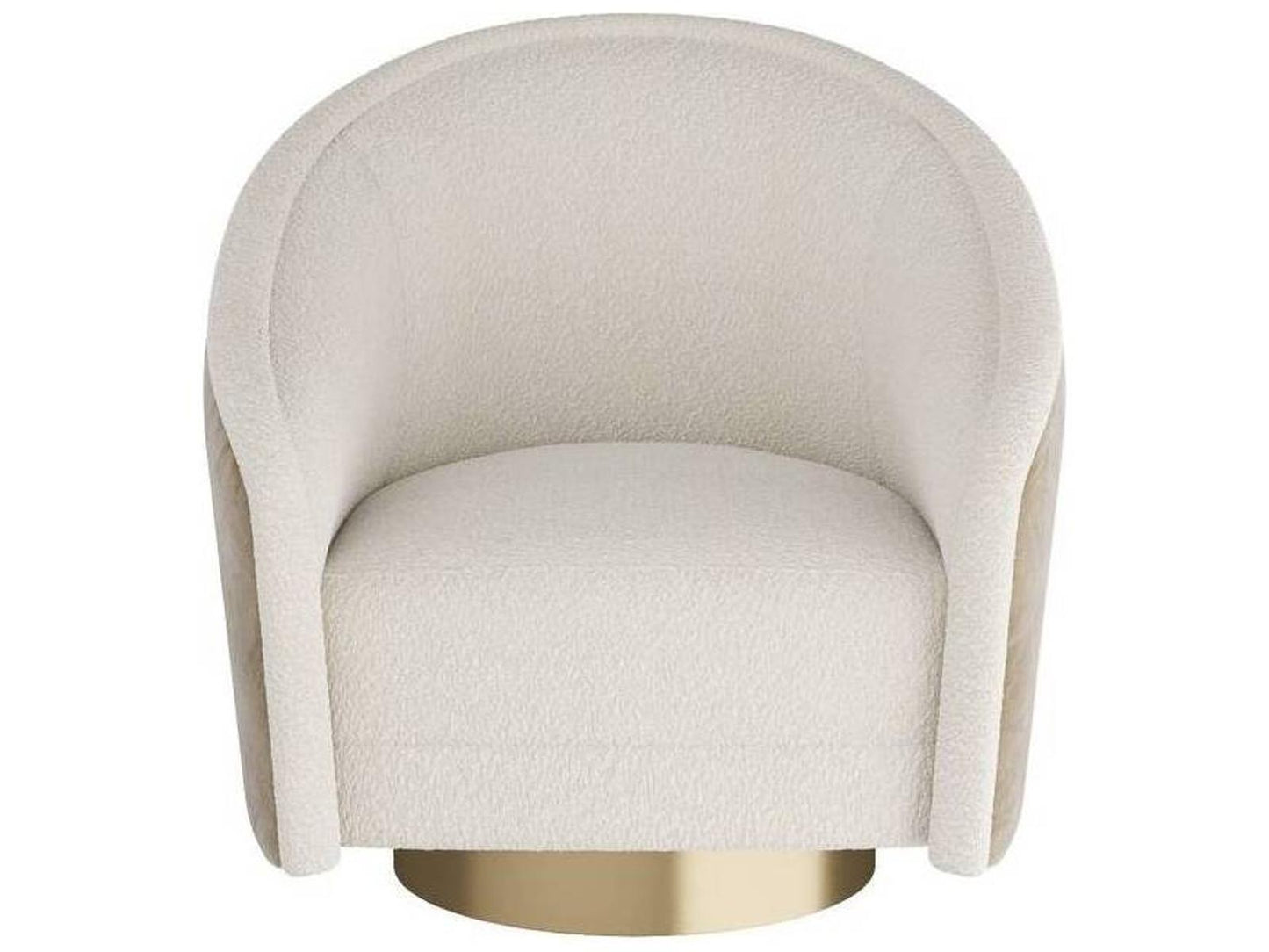 Aljona Swivel Accent Chair Cream Sherpa and Oyster Leather