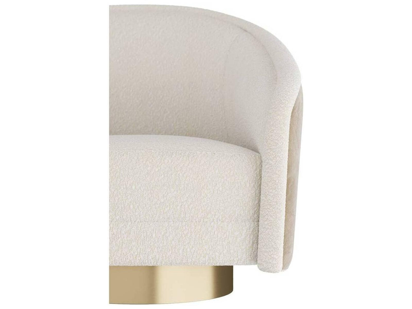 Aljona Swivel Accent Chair Cream Sherpa and Oyster Leather